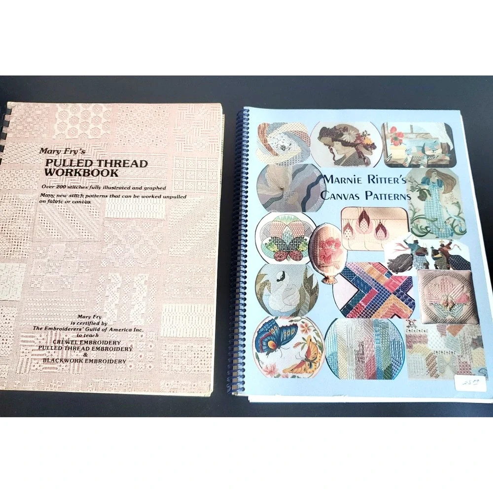 Marnie Ritter's Canvas Patterns Autographed & Copy Mary Fry's Pulled Thread Work